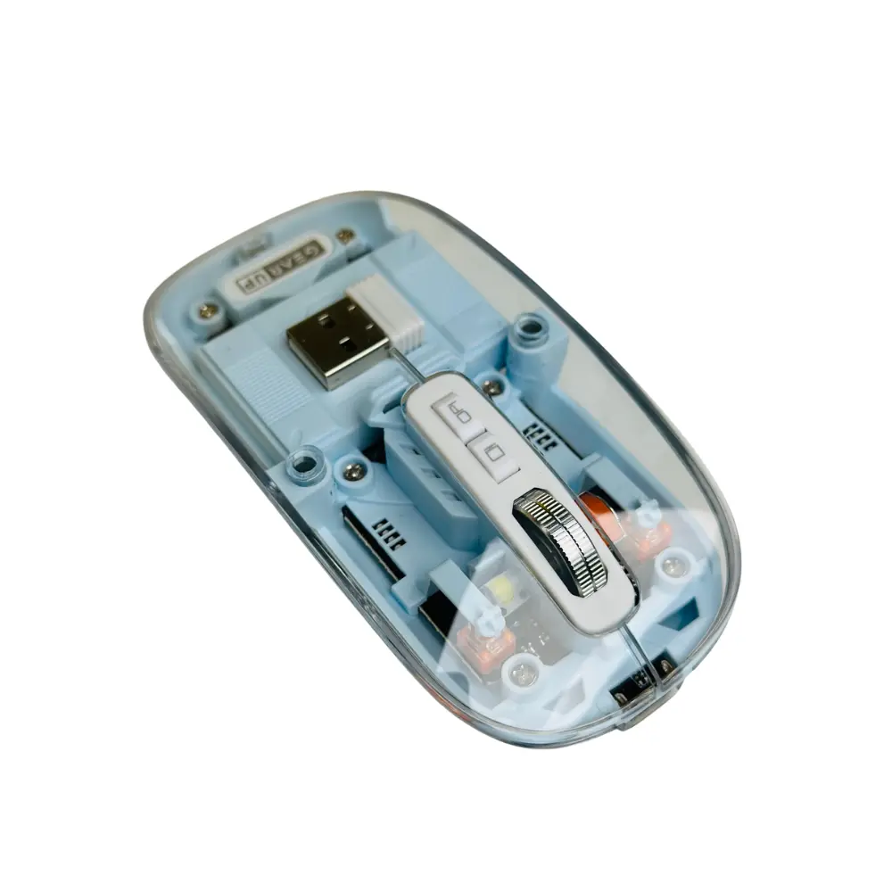 WM30 Transparent Crystal 2.4G + Bluetooth Magnetic Wireless Mouse