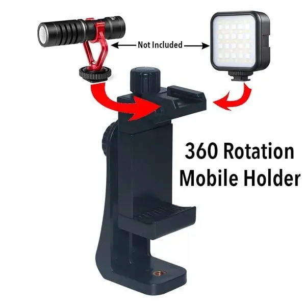 360° Mobile Holder with Cold Shoe Mount - Versatile and professional accessory
