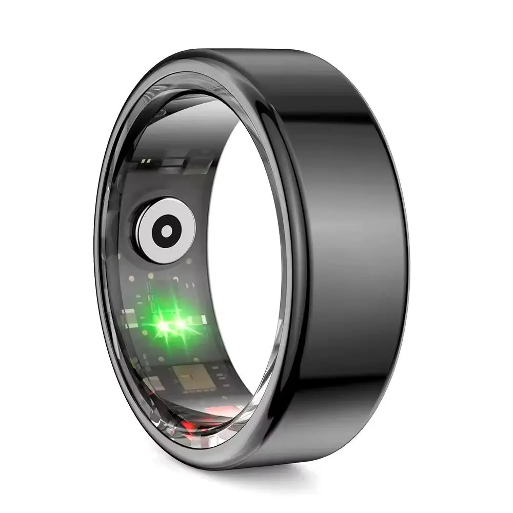 Fitness Ring – Black, Size 10, with magnetic charging cable for precise tracking.