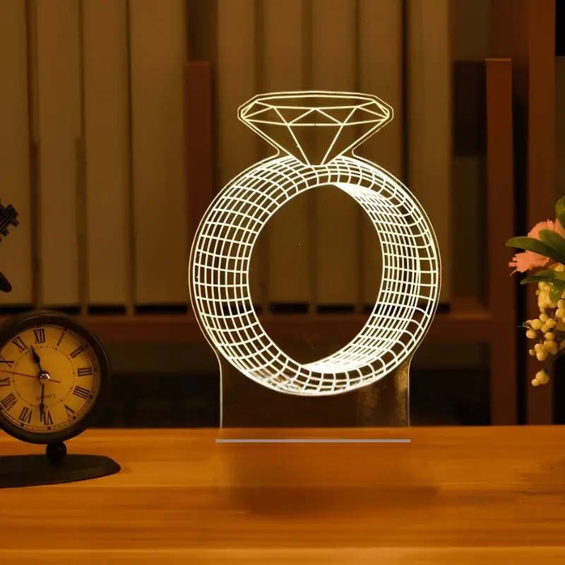 GearUP Acrylic Night Lamp - Multicolor diamond ring design for stylish decor.