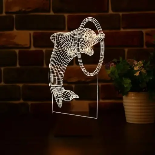 GearUP Dolphin Acrylic Night Lamp - Multicolor Glow, Stylish and Durable