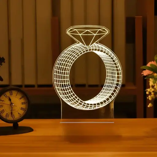 GearUP Acrylic Night Lamp - Multicolor diamond ring design for stylish decor.